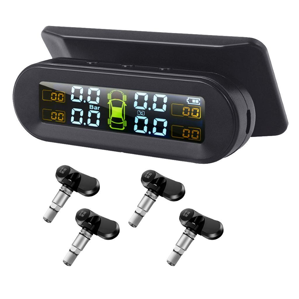 Car Universal Tire Pressure Monitor with External Sensors LCD Display Solar