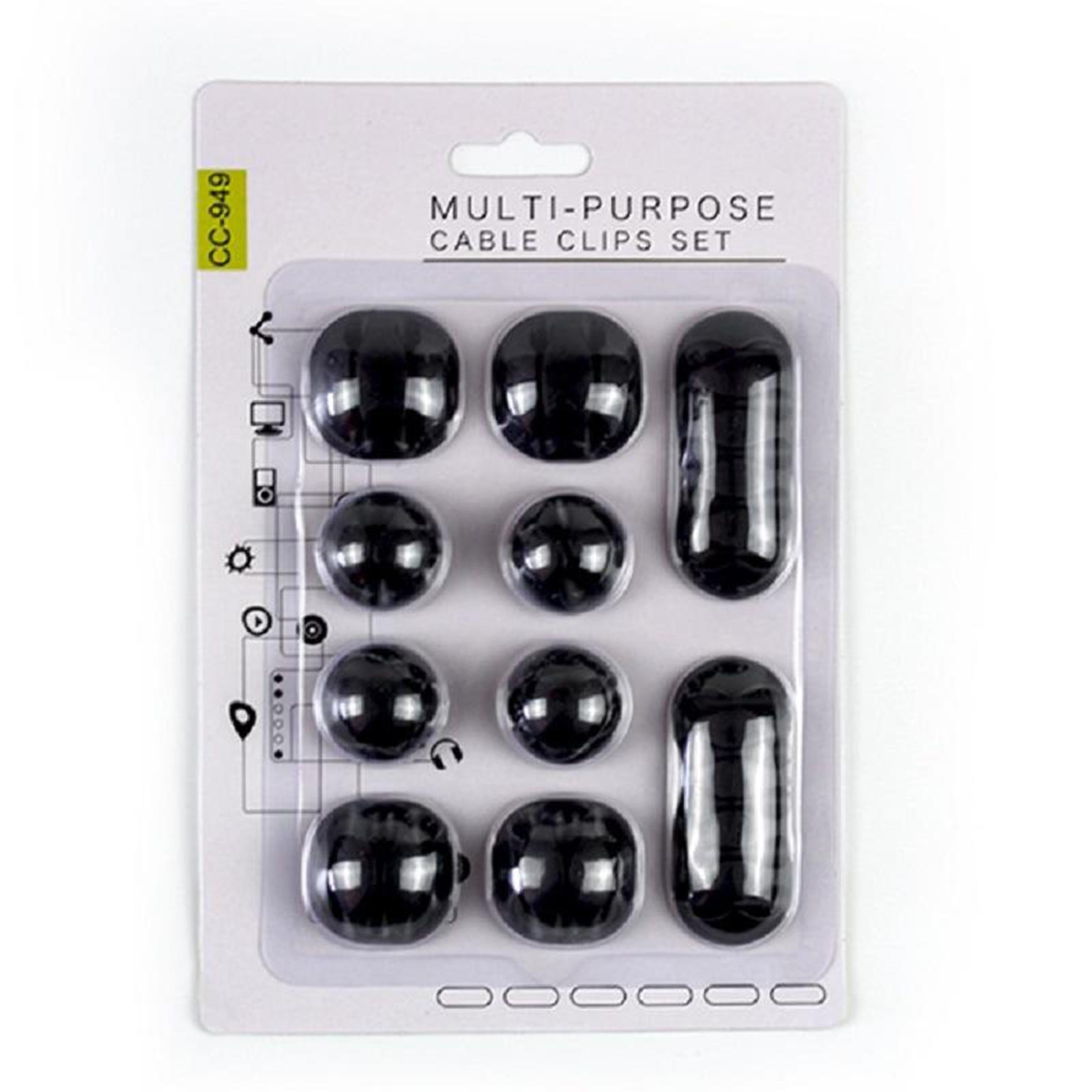 10PCS Cable Clip Winder Organizer Holder Clips Cord Management Black