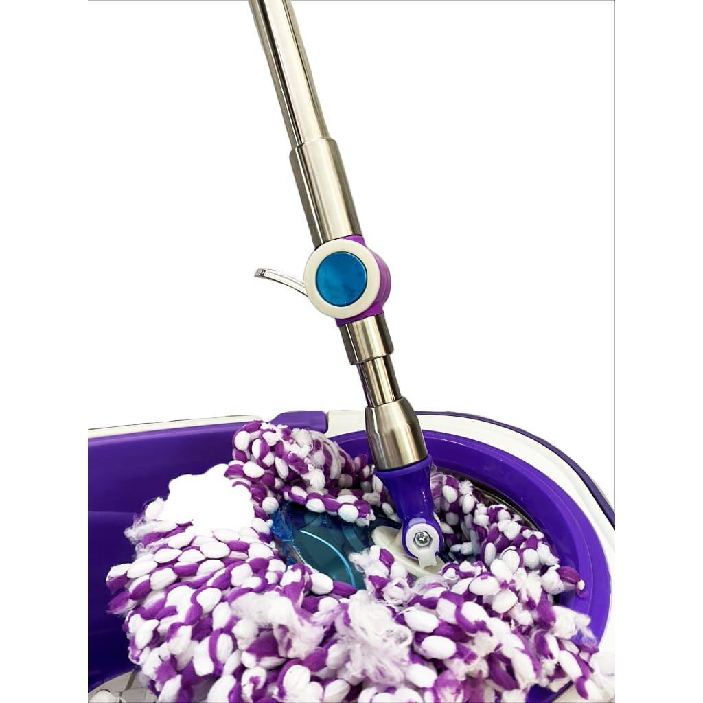 Bộ lau nhà 360 cao cấp thùng lau tự vắt thông minh lồng inox cây lau inox chắc chắn kèm 2 bông lau sợi cotton thấm hút cực tốt