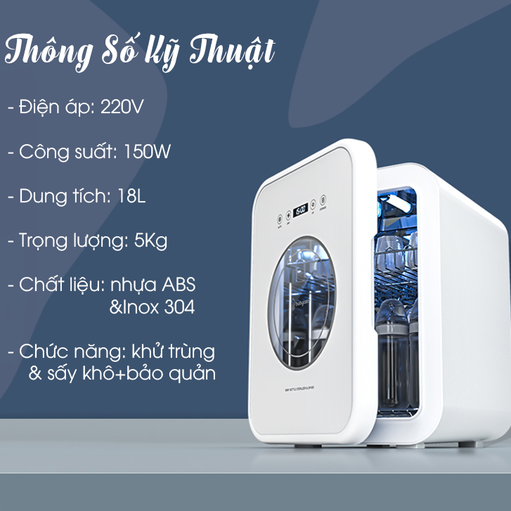 Máy tiệt trùng sấy kho uv chén cốc và đồ cho bé -Hàng chính hãng