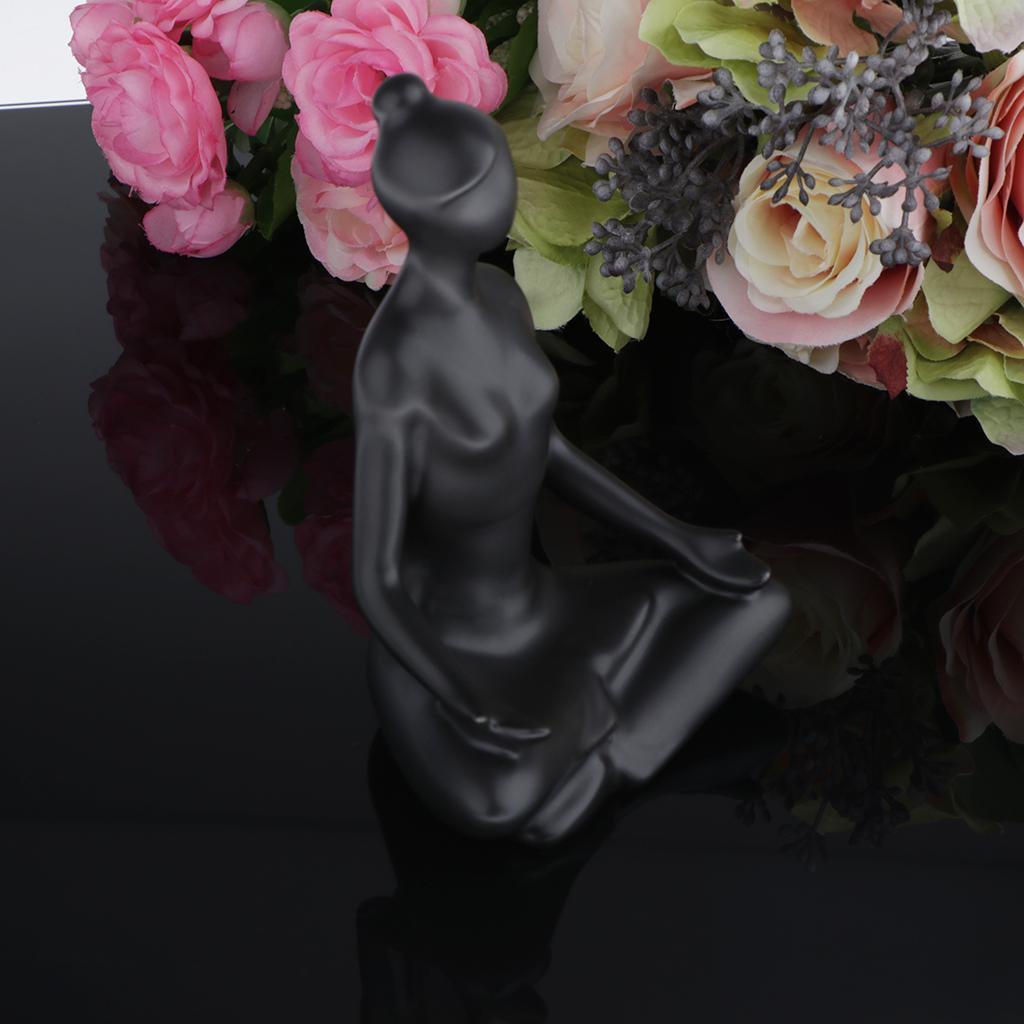 3pcs Cute Ceramic Yoga Girl Sculpture Fashion Modern Statue Figure Bedroom Office Desk Wedding Party Decoration Ornaments Birthday Gift