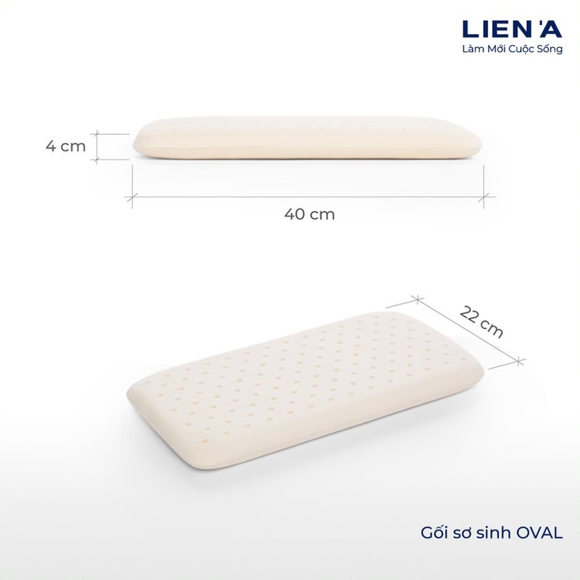 Gối Cao Su Trẻ Em Liên Á Oval 22x40x4cm - Cao Cu Thiên Nhiên 100%