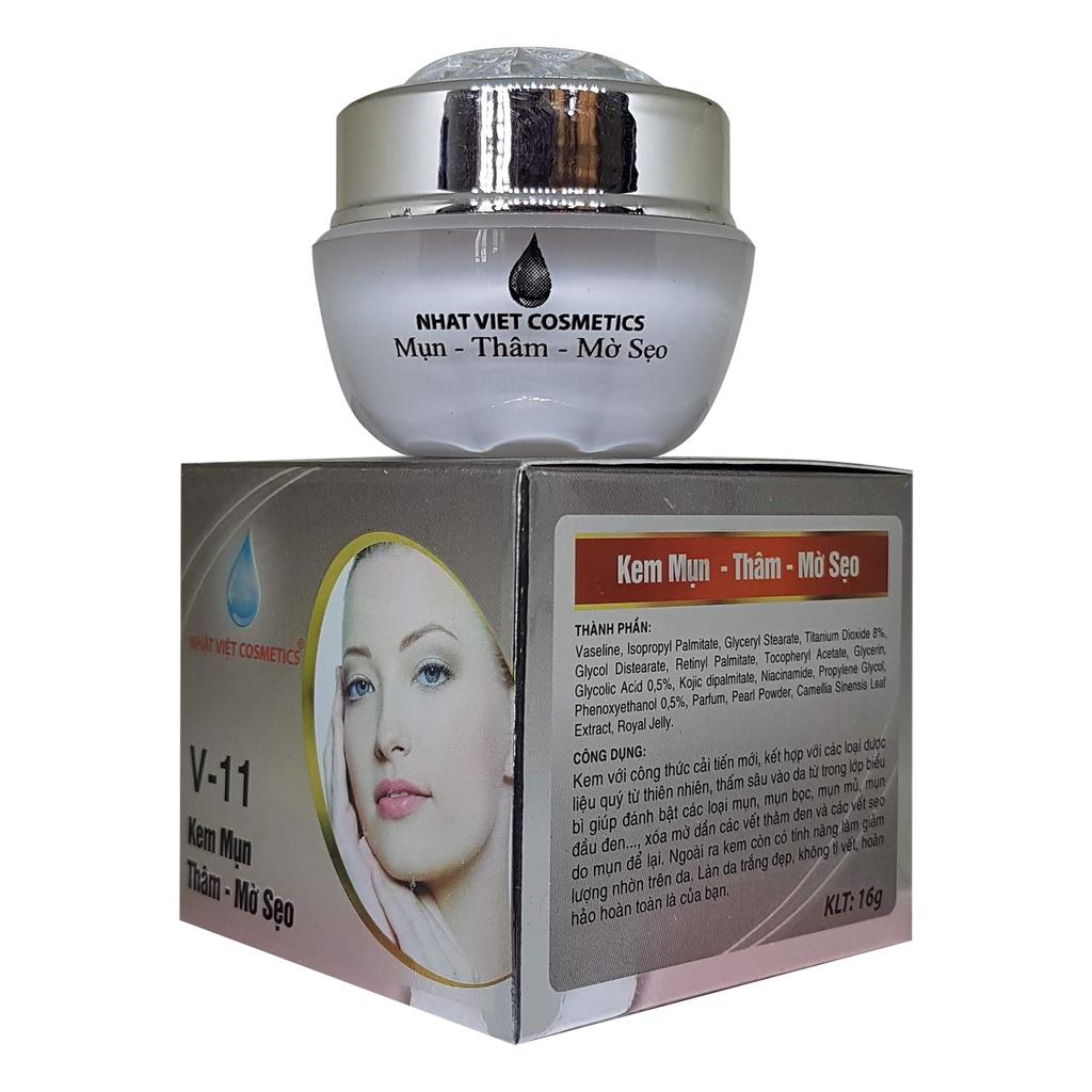 KEM MỤN THÂM MỜ SẸO NGỌC TRAI ĐEN SỮA ONG CHÚA V11 NHẬT VIỆT COSMETICS 10G -16G