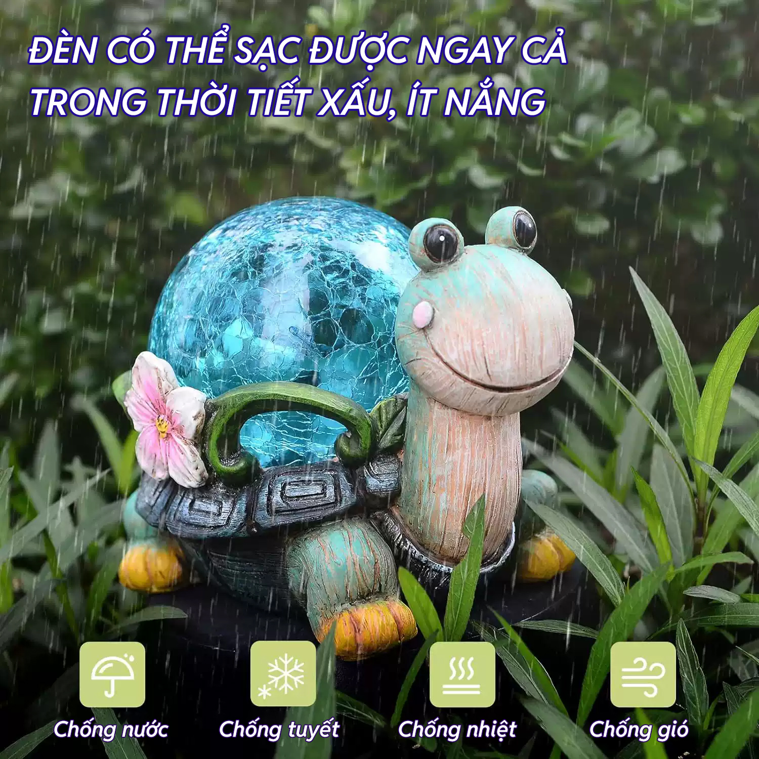 Đèn trang trí năng lượng mặt trời hình rùa, tích kiệm điện, bóng siêu sáng, chống thấm nước - DA3145