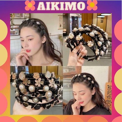 Bờm kẹp tóc đính đá Bờm Tóc Đính Hoa Có Kẹp Giữ Tóc Tạo Độ Phồng Siêu Xinh, Xược Tóc, Bờm Kẹp Hot Tiktok Aikimo BK1