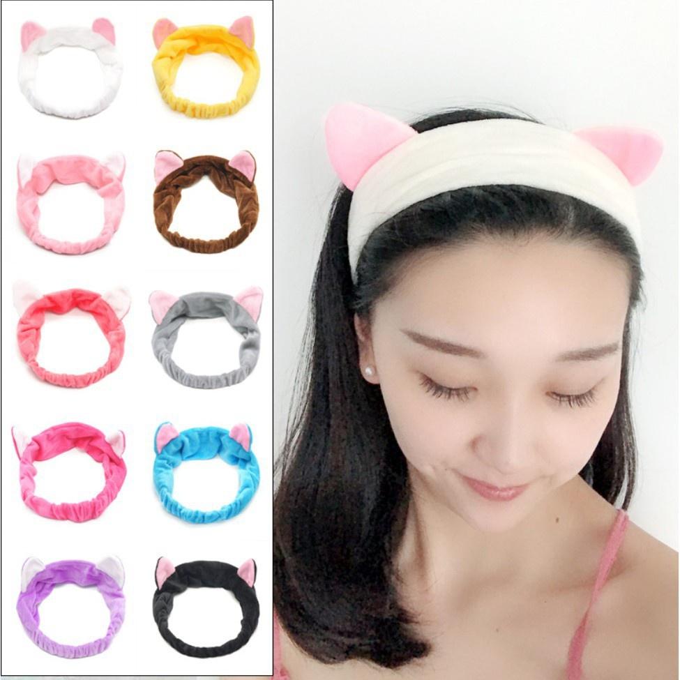 Băng đô rửa mặt tai mèo giá rẻ, băng đô cài tóc turban nữ vải nhung chất đẹp mềm mượt Hàn Quốc 88264