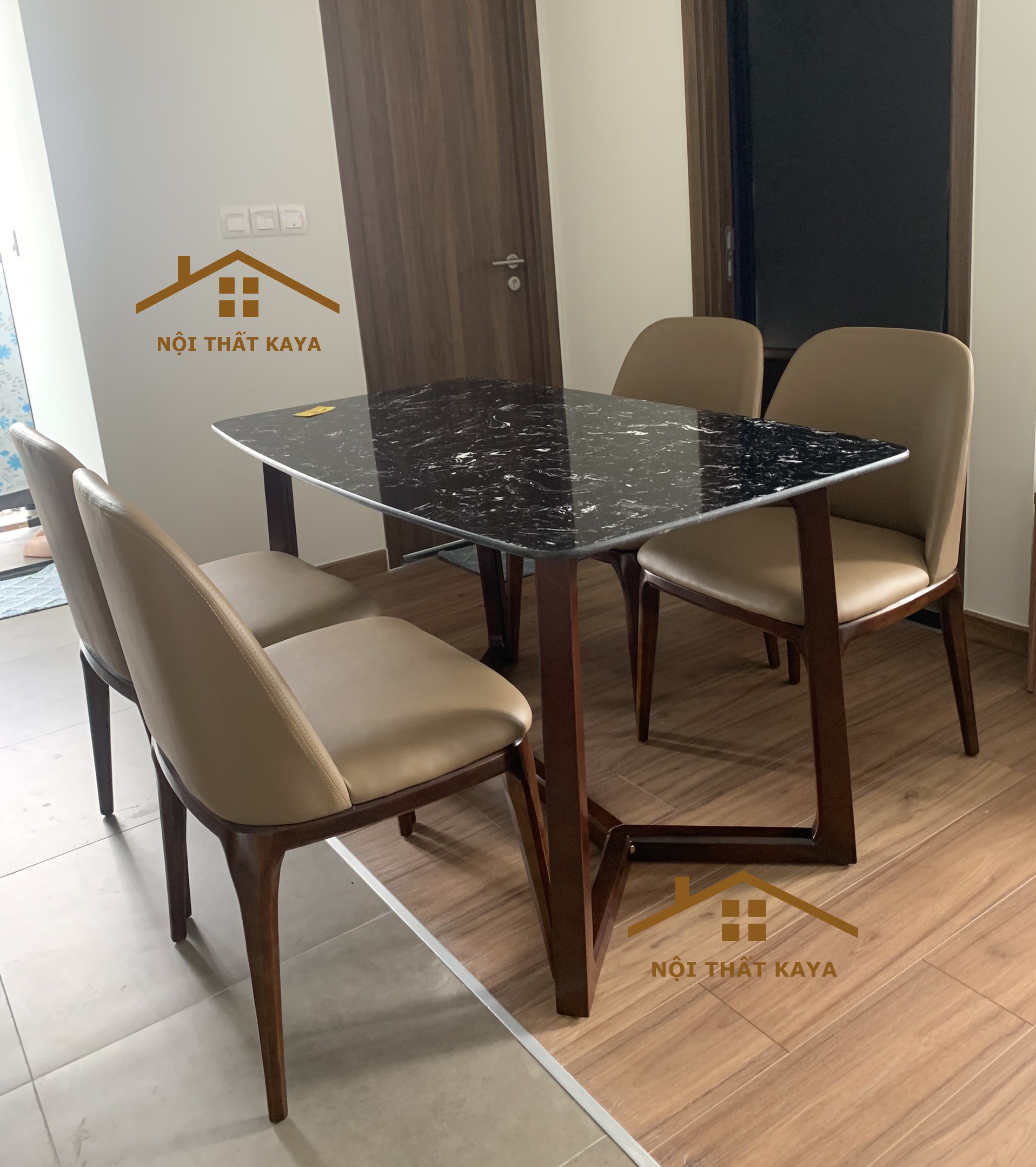 Bộ bàn ăn 4 ghế mặt đá cao cấp