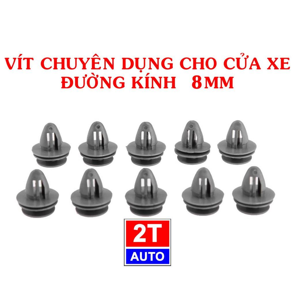 Bộ 10 đinh tán, chốt vít nở vit Nhựa 8mm Loại chuyên dùng cho xe hơi ô tô MÀU GHI XÁM:  SKU:335