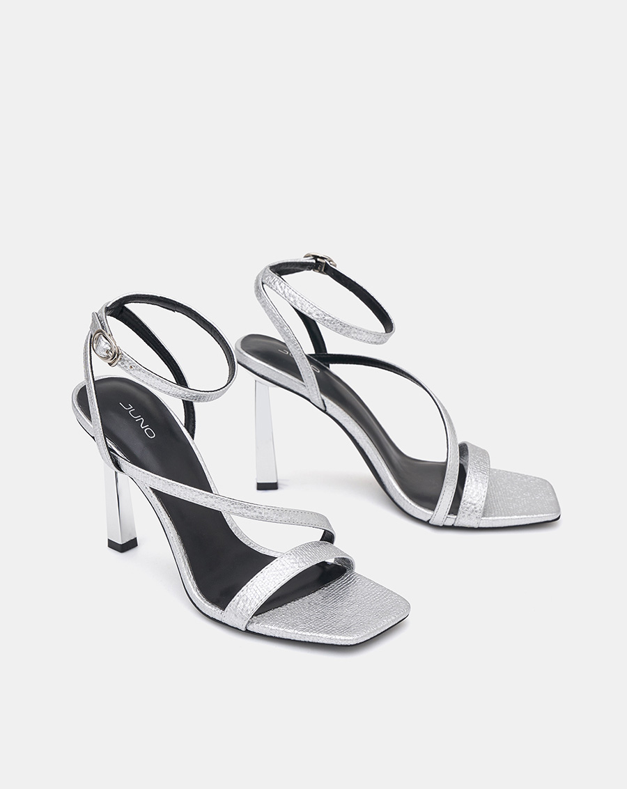 Giày Sandal 11cm Nữ Thời Trang JUNO Mũi Vuông Quai Chéo SD11021