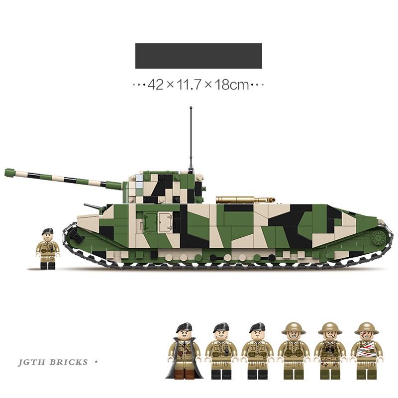 Đồ chơi Lắp ráp Xe Tăng Anh hạng nặng TOG II, Quanguan 100241 British Tank, Xếp hình thông minh, Mô hình xe tăng