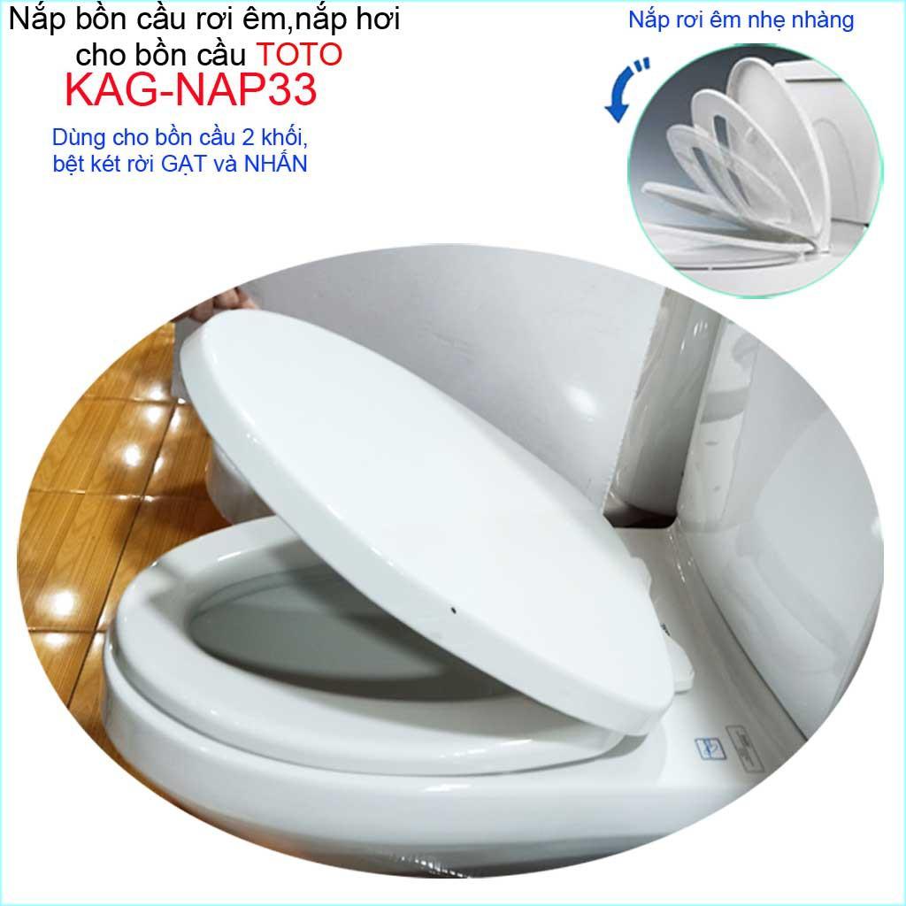 Nắp cho bàn cầu Toto KAG-NAP33 rơi êm, nắp hơi bồn cầu 2 khối, nắp đậy bồn cầu nhựa trắng dày-sáng bóng