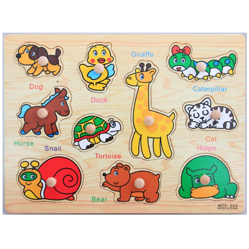 Đồ Chơi Xếp Ghép Hình Bảng Núm Gỗ Loại 22x30 Cm Nhiều Chủ Đề