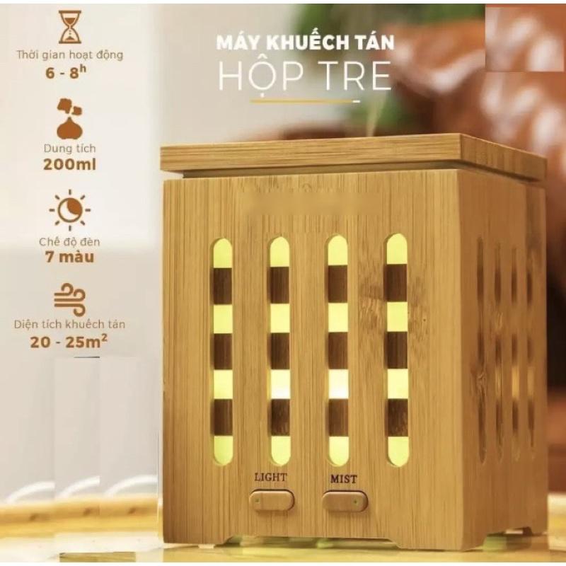 MÁY KHUẾCH TÁN HỘP TRE VUÔNG | 150ML | PHÒNG 30M2