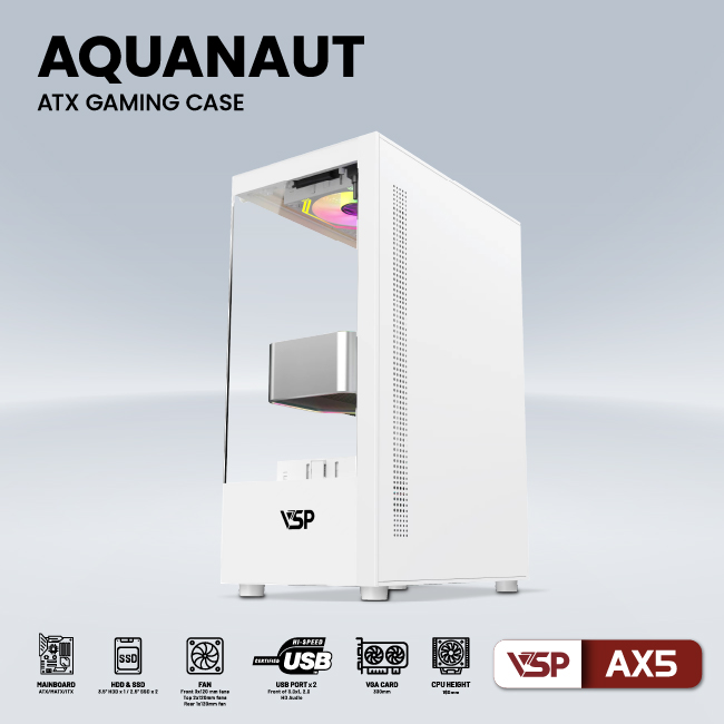Vỏ máy tính Case VSP AX5 Gaming Kính cường lực - Hàng chính hãng VSP phân phối