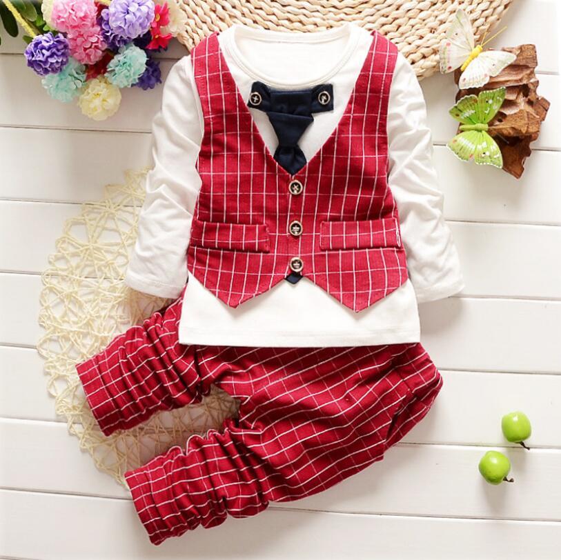 BibiCola Mùa Xuân Cho Bé Bộ Quần Áo Thu Đông Cotton Quý Ông Trang Phục Trẻ Sơ Sinh Bé Trai Quần Áo Chính Thức Đầu + Tay Và Quần Phù Hợp Với Áo Cho toddle