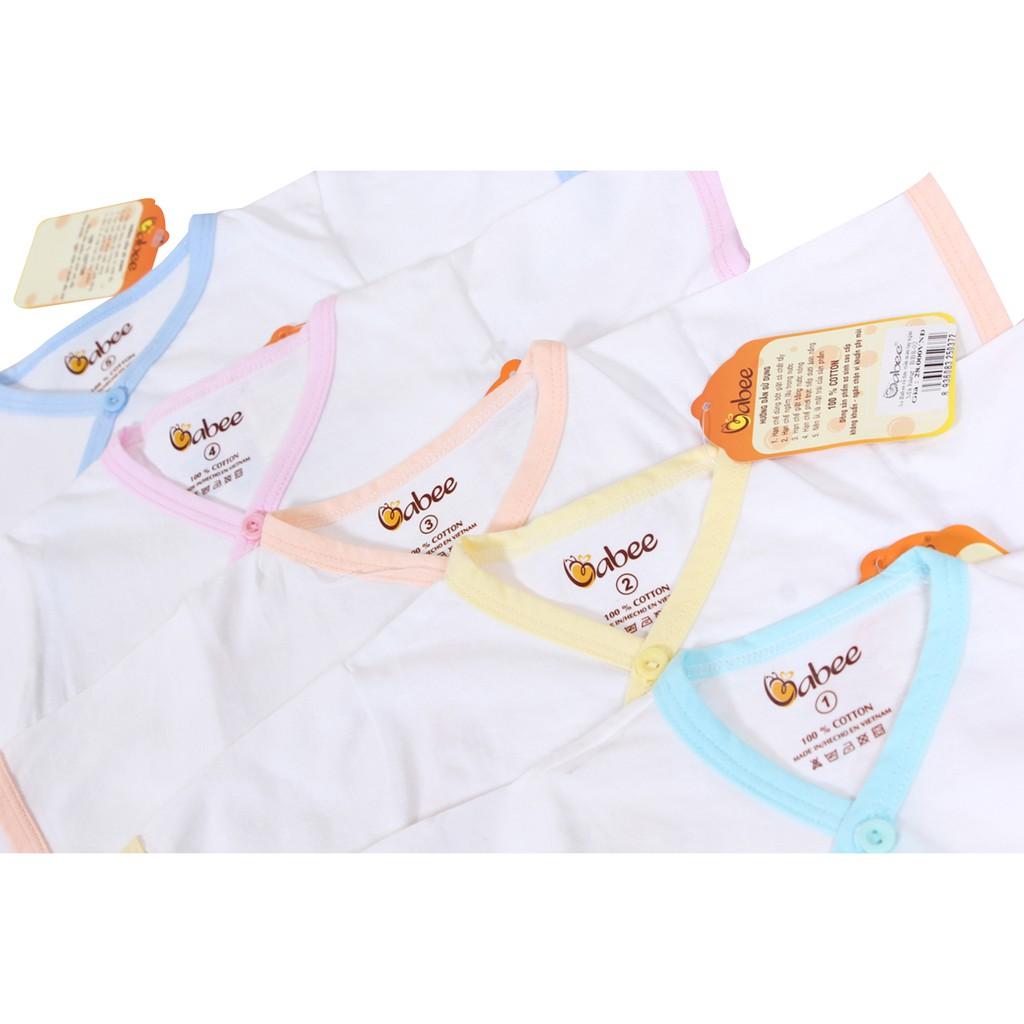 COMBO 5 Áo sơ sinh cổ tim viền màu  tay ngắn 100% cotton BABIBOO - BB08