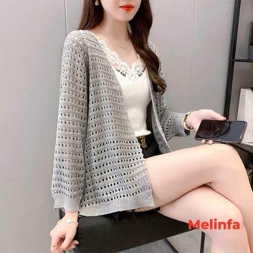 Áo len cardigan nữ, áo khoác len dập lỗ sợi len dệt kim mềm mịn co giãn thoải mái mã VAA0312