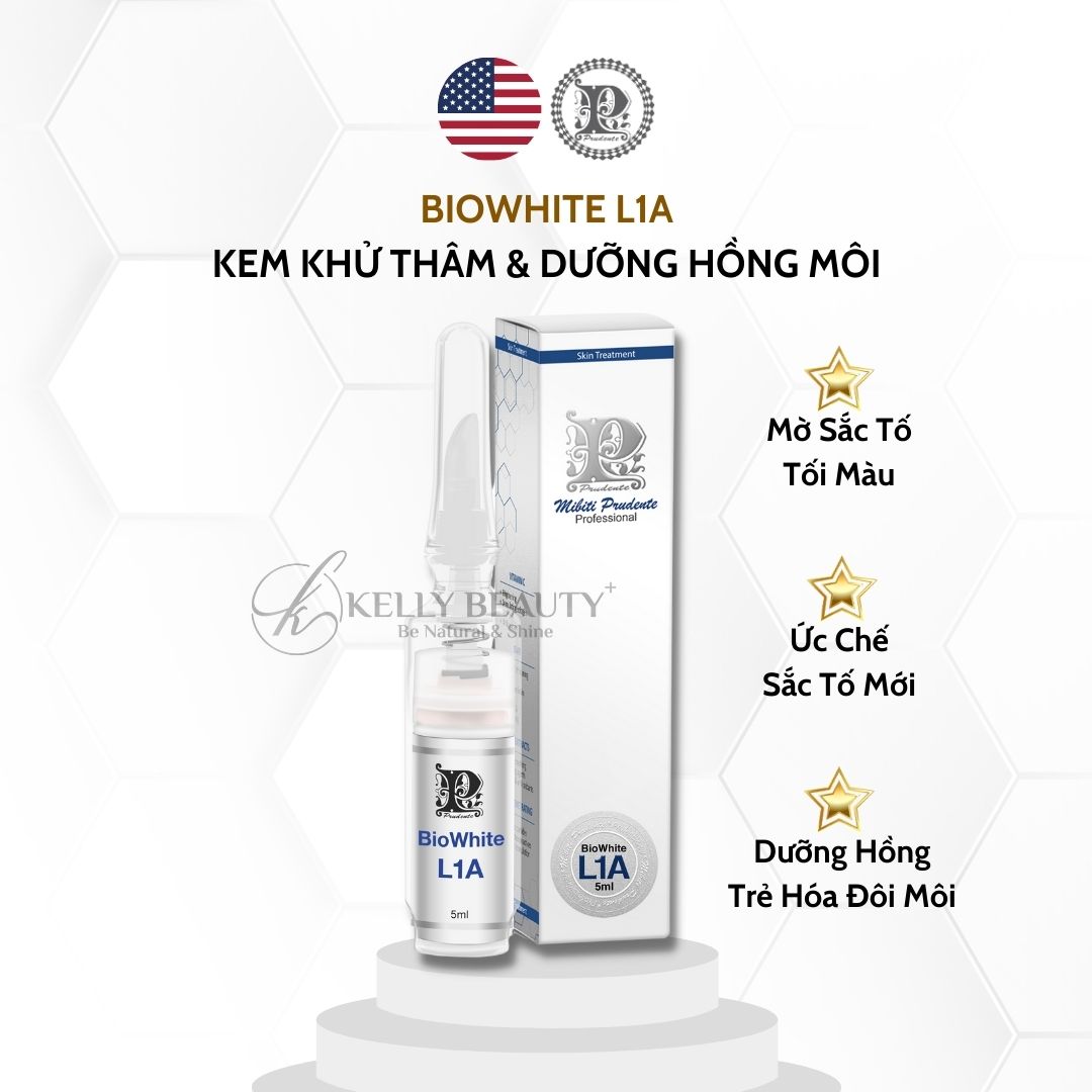 Son Khử Thâm Môi Mibiti Prudente Biowhite L1A – Khử Thâm Môi, Dưỡng Hồng Môi Tự Nhiên - Kelly Beauty