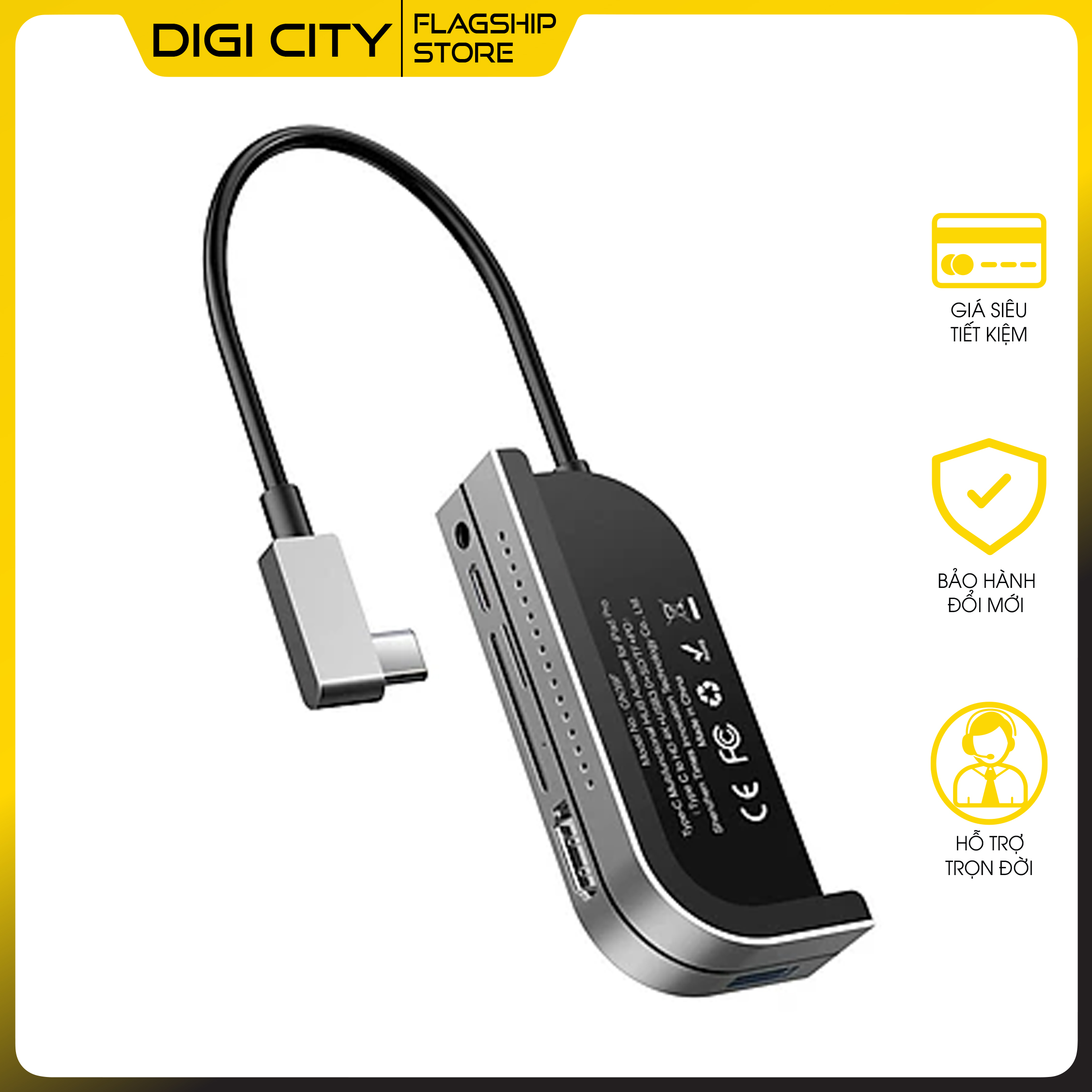 Bộ chuyển đổi HUB thông minh Baseus Bend Angle No.7 Multifunctional Type C to USB3.0/HDMI/SD/Micro SD/Audio 3.5mm+C PD, Extended InterfacesHub Dark gray - CAHUB-WJ0G - Hàng Chính Hãng