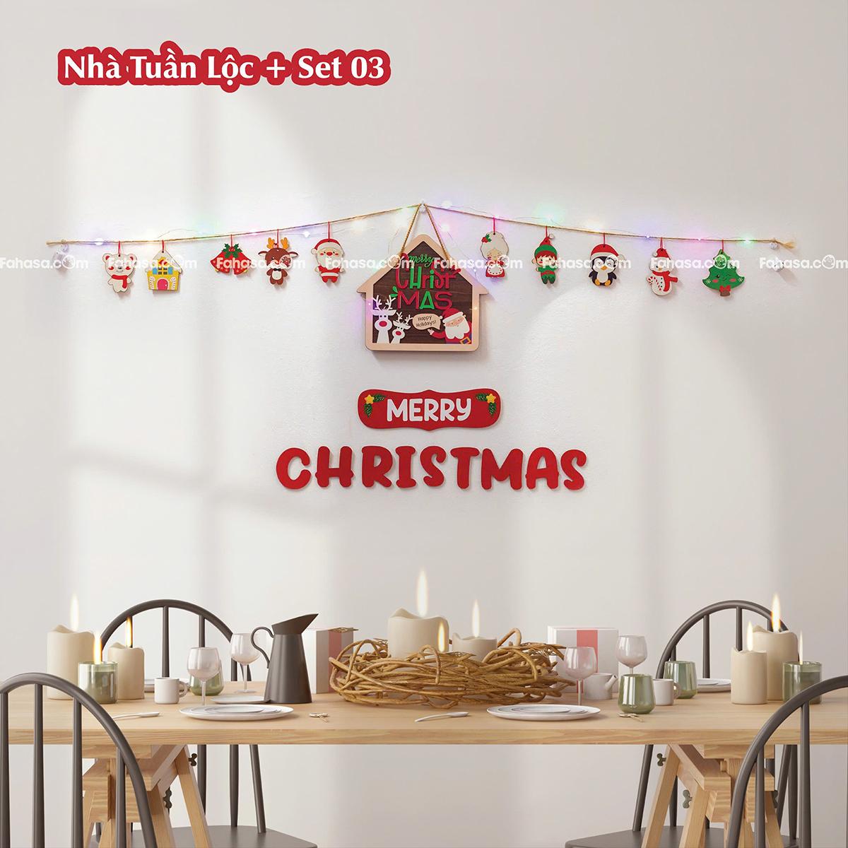 Dây Hình Gỗ Treo Tường Trang Trí Giáng Sinh - Bách Mộc - Nhà Tuần Lộc