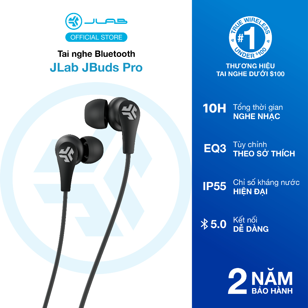 Tai nghe thể thao Bluetooth Wireless JLab JBuds Pro Signature - Hàng chính hãng