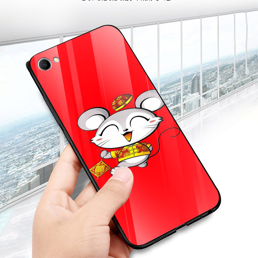 Ốp kính cường lực cho điện thoại Oppo F1S/A59 - Chuột vui tết 02 MS CVT02
