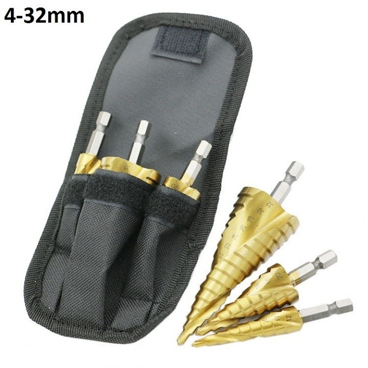 Bộ 3 mũi khoan tháp titanium 4-32mm