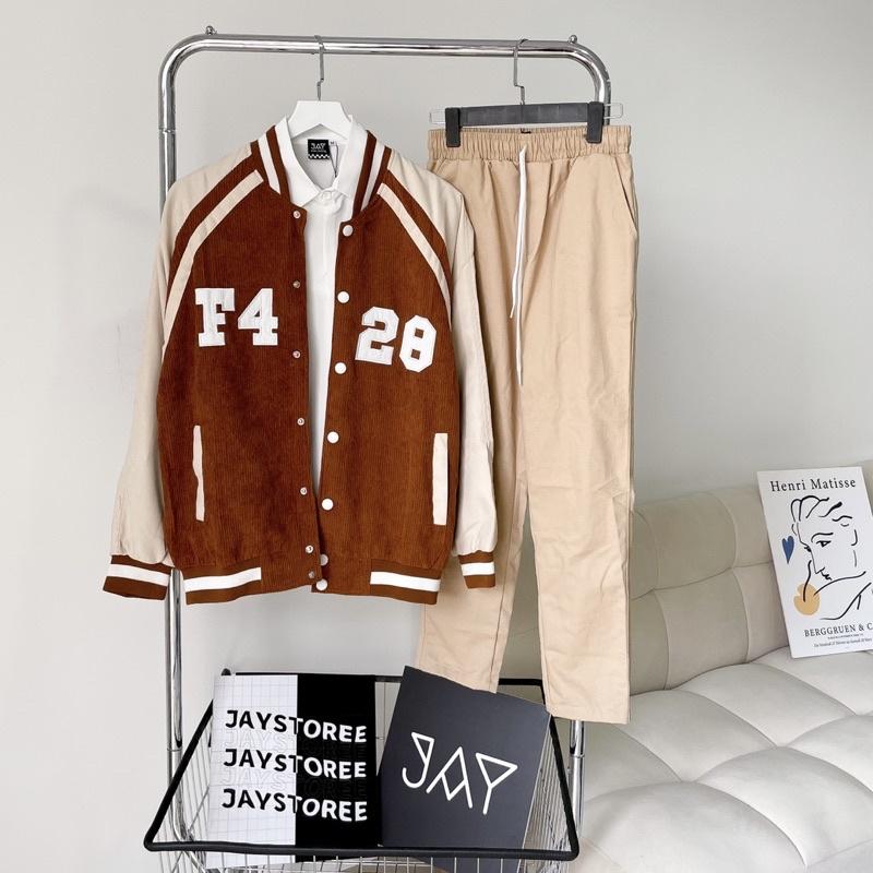 Áo Khoác Bomber Unisex Nhung gân màu ĐEN/NÂU/XANH/HỒNG Nam nữ unisex/Áo hoodie nút bấm form rộng Jaystoree