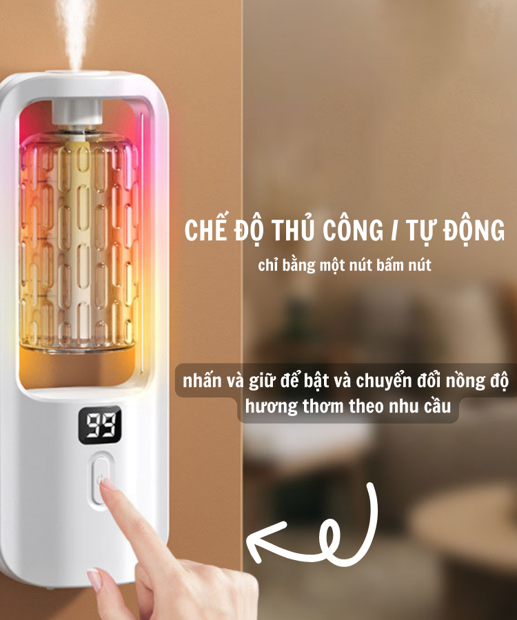 Máy Xịt Thơm Phòng, Máy Xông Tinh Dầu Tự Động Máy Khuếch Tán Tinh Dầu 5 chế độ xông hương thơm nhẹ dịu Hiển thị kỹ thuật số Hương thơm cao - Huy Tưởng