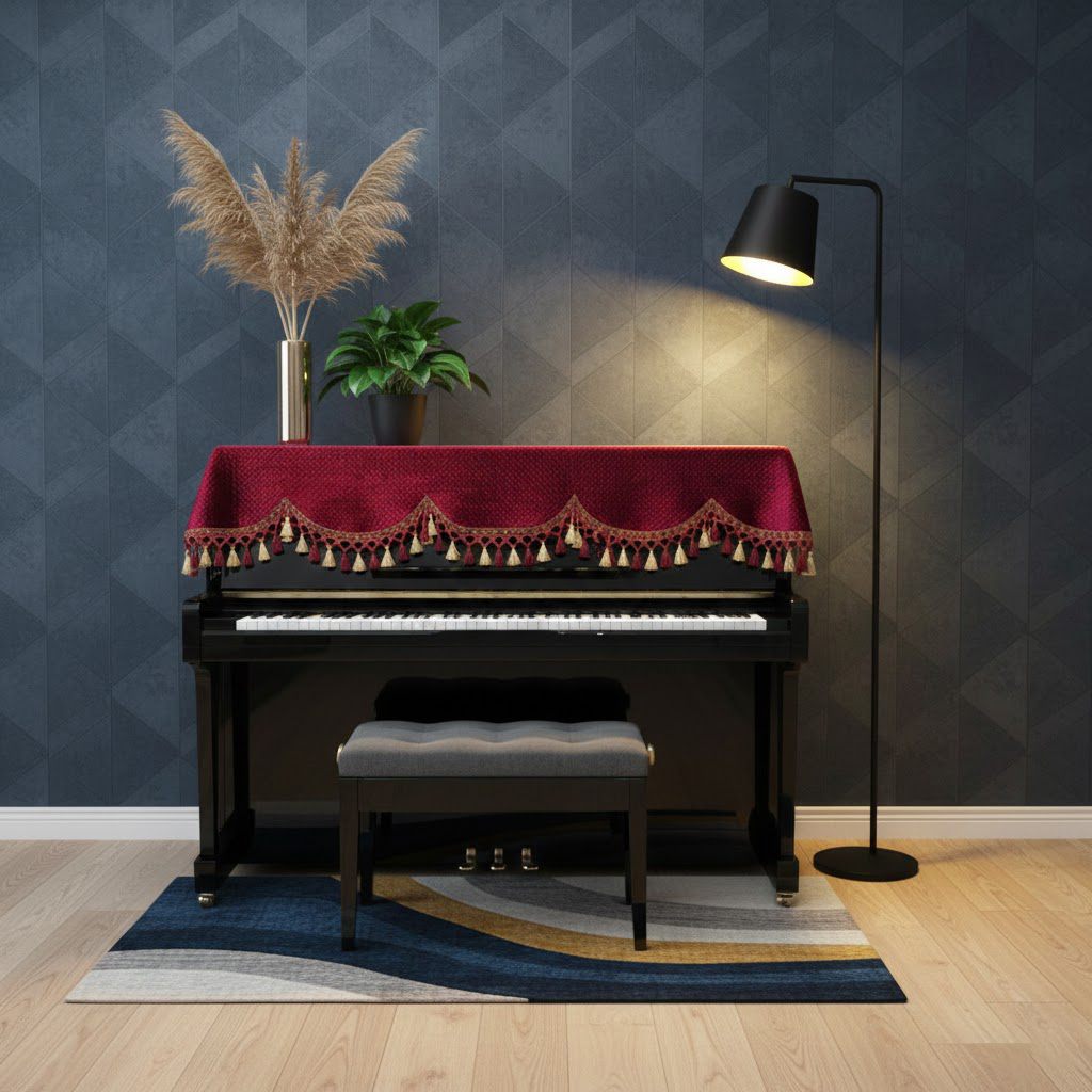 Khăn phủ đàn piano cơ đàn piano điện tử 88 phím sang trọng cổ điển trang trí giáng sinh noel năm mới Tết - Hàng chính hãng