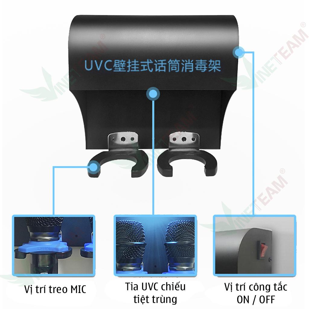 Máy Tiệt Trùng UV UVC Cho Micro Đèn Khử Trùng Diệt Khuẩn Bằng Tia Cực Tím kiêm giá đỡ micro karaoke