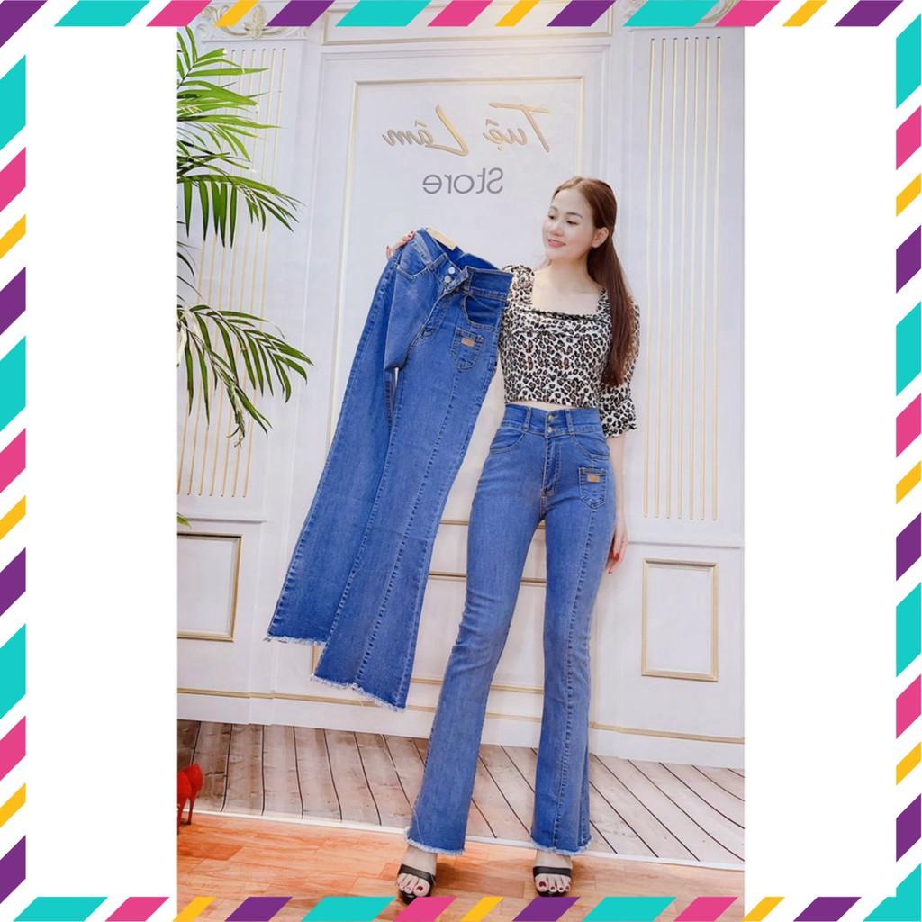 Quần jean lưng cao ống đứng loe form vnxk . quần jeans ong loe lưng siêu cao có size đại , bigsize
