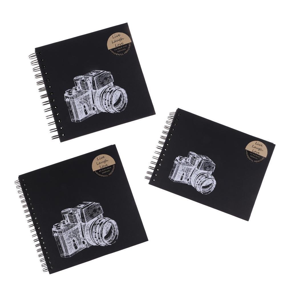 20 Pages Ring Binder Kraft Paper Scrapbook Photo Album Family Memory Book Display Book Sketch Book for Wedding Party