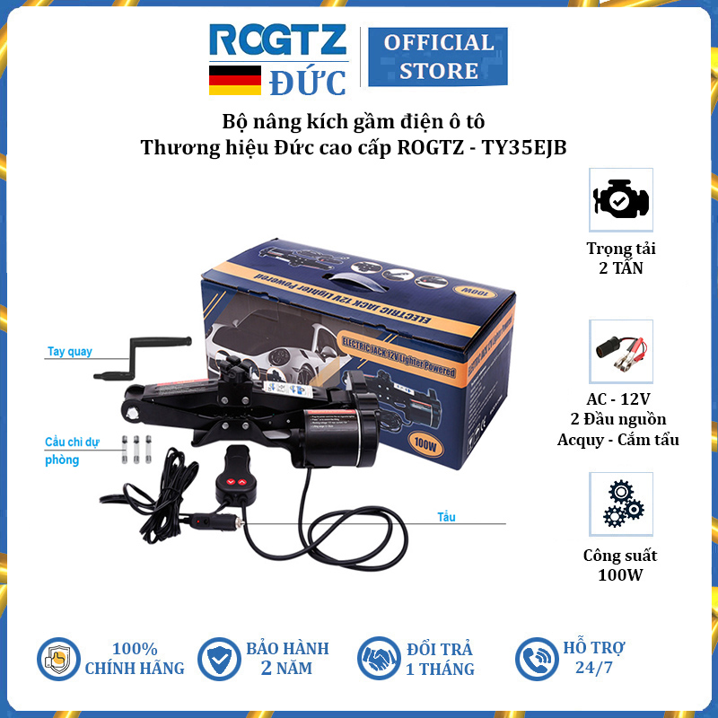 Bộ nâng kích gầm điện ô tô 12V thương hiệu cao cấp ROGTZ - Công suất 100W - Tải Trọng: 2000Kg - Hàng Nhập Khẩu