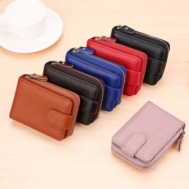 Ví nam Nữ da bò cao cấp phong cách mới, Bóp Da Nam Nữ chống từ tính RFID, Nhiều ngăn đựng thẻ tín dụng