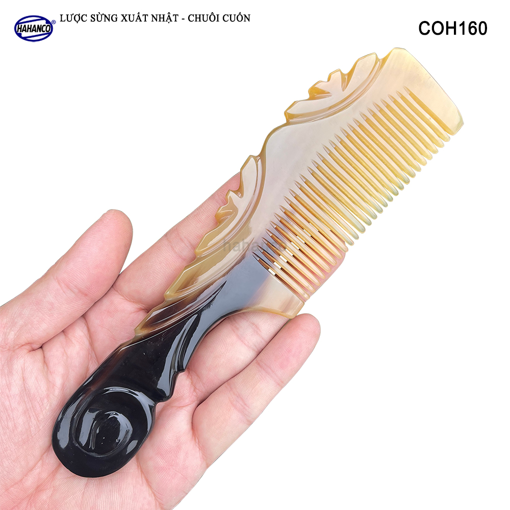 Lược Sừng Vân Nưa Chuôi Cuốn Họa Tiết Uốn Lượn Sắc Sảo, Chăm sóc tóc - COH160
