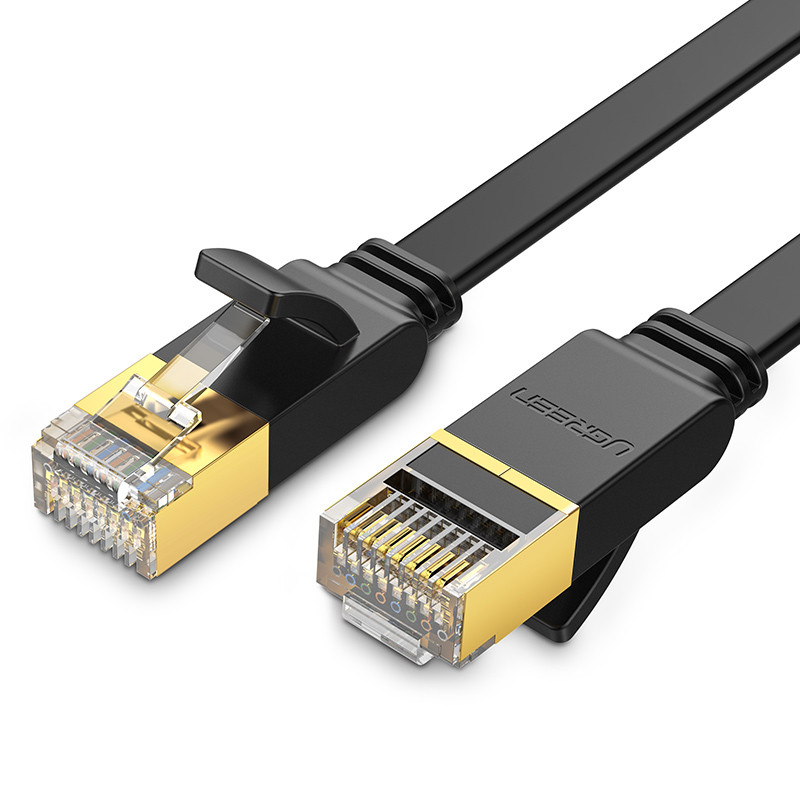 Cáp mạng LAN CAT 7 STP dây dẹp 2M màu Đen Cat 7 Ugreen LAN11261NW106 Hàng chính hãng