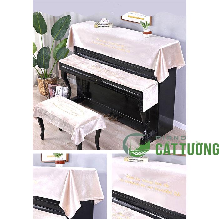 Khăn phủ đàn PIANO Cát Tường R10 vải nhung lụa cao cấp rất mềm mịn giúp bảo vệ đàn tối đa x 1 bộ gồm phủ nóc đàn và phủ ghế đàn