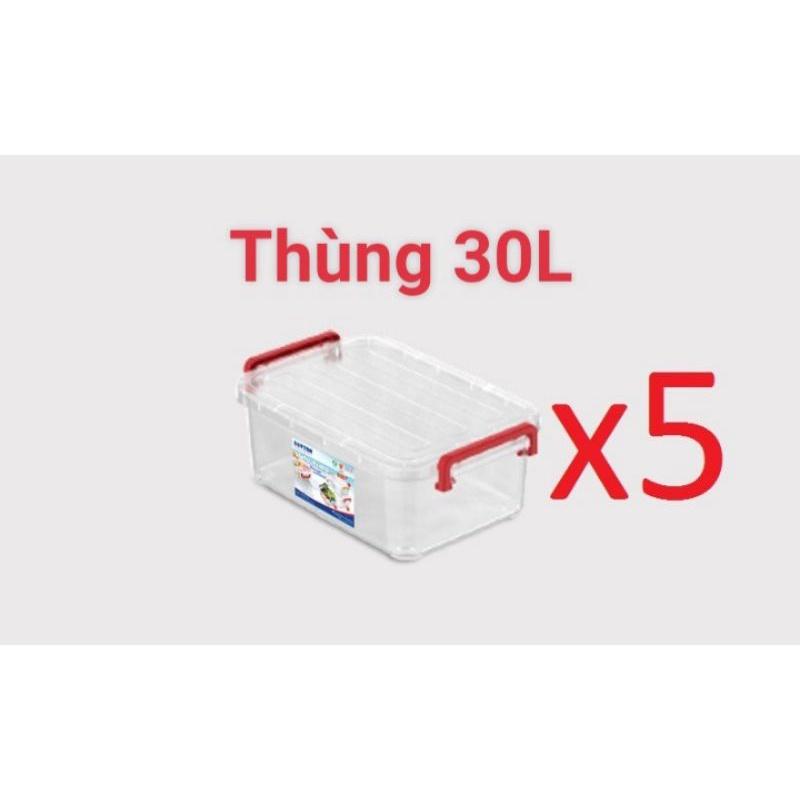 Bộ 5 Thùng Nhựa Trong 30L