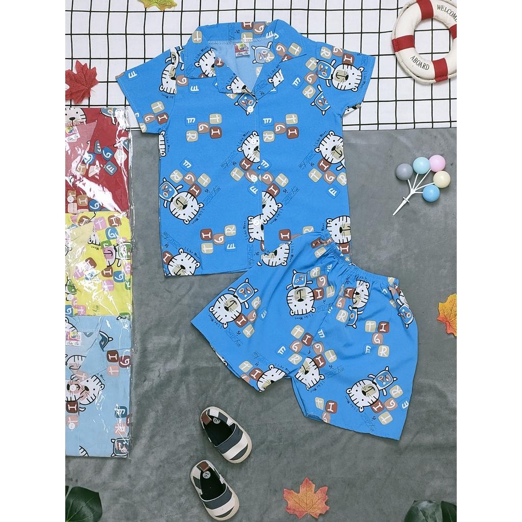 Bộ Lụa Pijama Tay Ngắn Bé Trai (8-14kg) (giao màu ngẫu nhiên