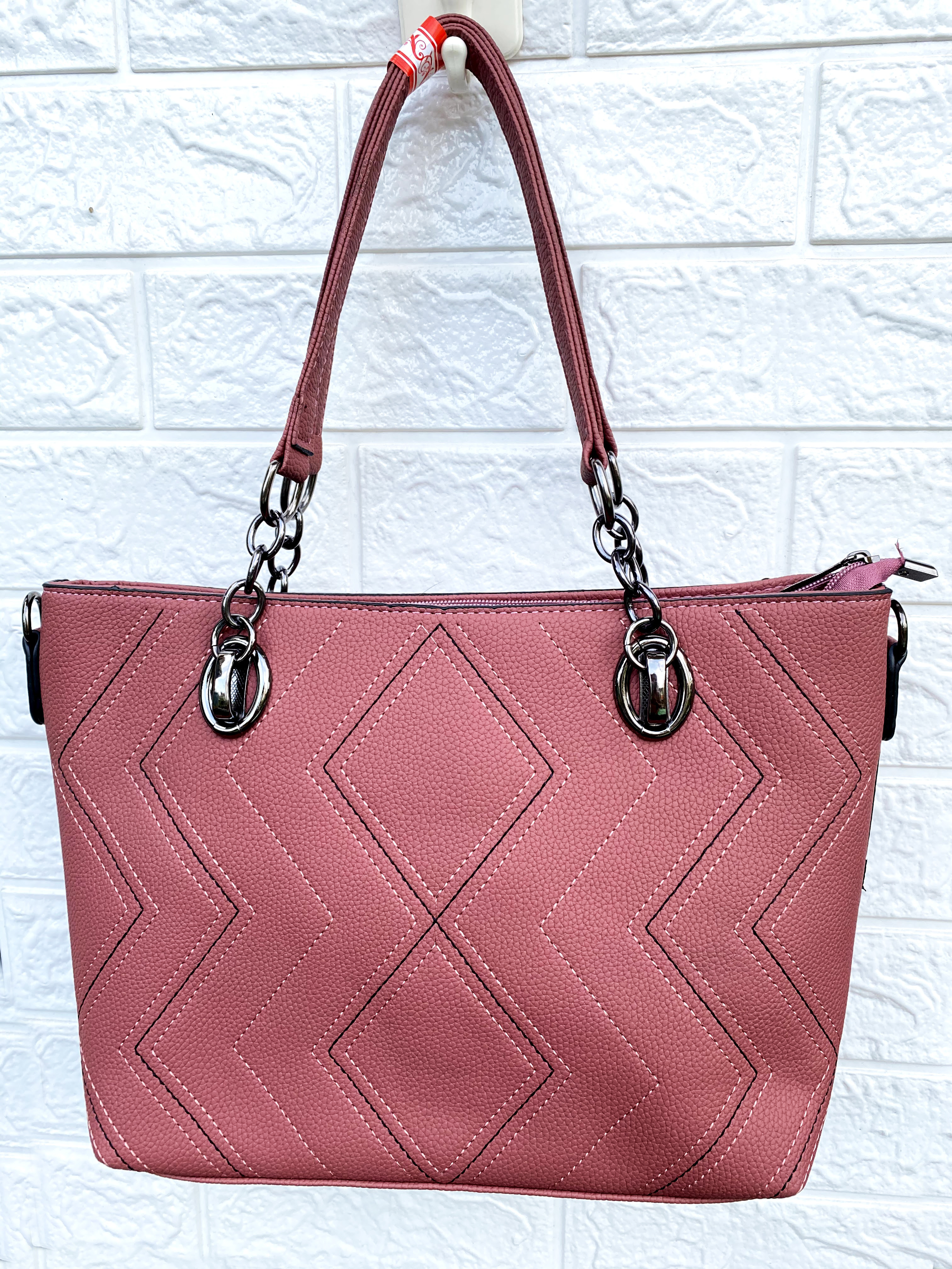 Túi da nữ thời trang may ziczac 050720