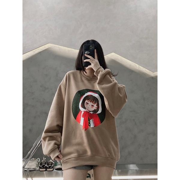 Sweater nâu áo đôi nỉ noel vải ấm in hình unisex