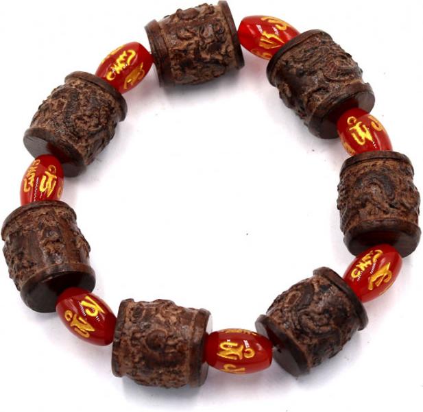 Vòng tay chuỗi hạt trụ rồng gỗ đàn hương TRNB4