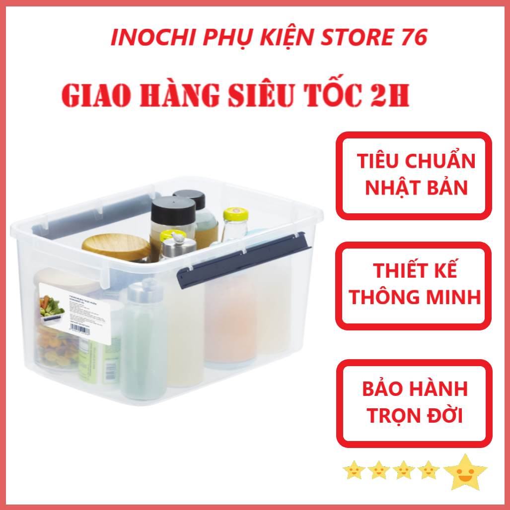 Thùng Đựng Đồ Dùng , Đựng Thực Phẩm Đa Năng Trong Gia Đình Hokkaido Hàng Xuất Nhật Có Nắp Đậy Chốt Gài Thông Minh - Chính Hãng