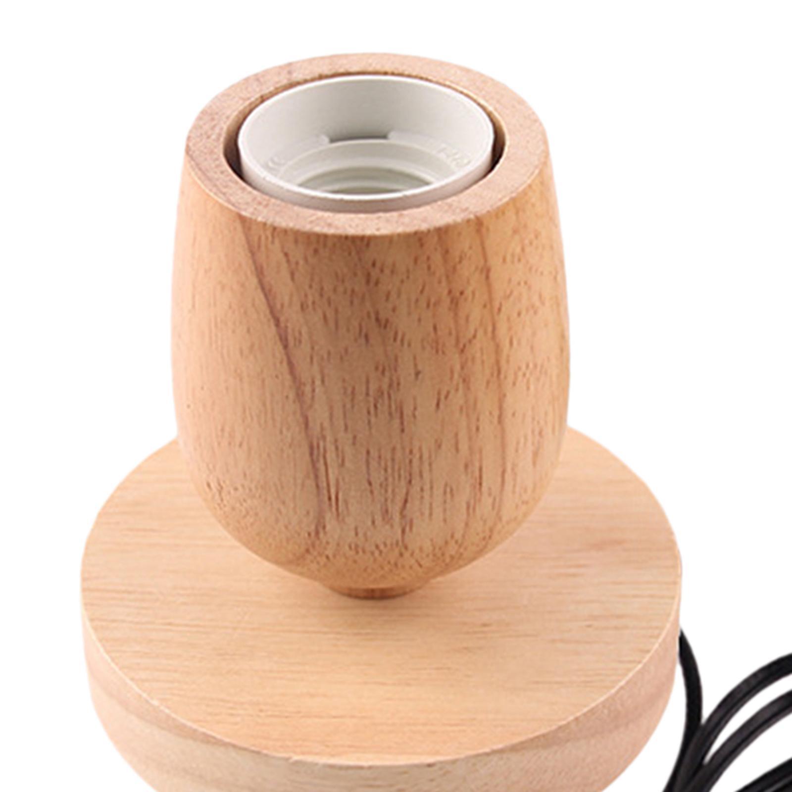 E27 Wood Base Table Lamp Bulb Socket Holder Decor Night Light