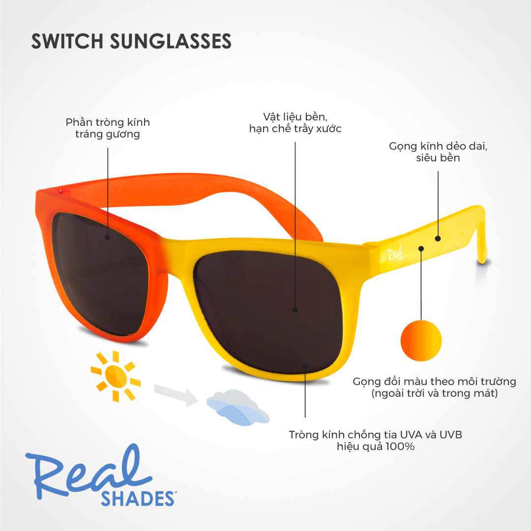 Kính Mát Trẻ Em REALSHADES Gọng Đổi Màu Yellow Orange 7SWIYLOR