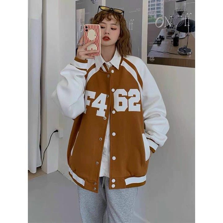 Áo Khoác Nữ Nam Da Lộn kiểu BOMBER Họa Tiết Thêu Chữ F4-26 Cao Cấp chất vải da lộn dày dặn mềm mịn