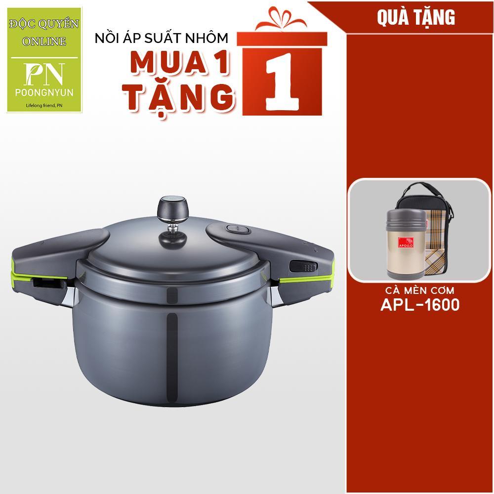 COMBO1 Nồi áp suất nhôm Hard Anodized POONGNYUN BPNPC-10 Tặng Hộp Cơm giữ nhiệt Apollo APL-1600