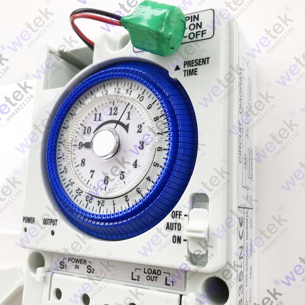 TB388 Timer 24 giờ 16A loại cơ, cài theo 15 phút, có pin tự sạc đi kèm, hàng công ty bảo hành