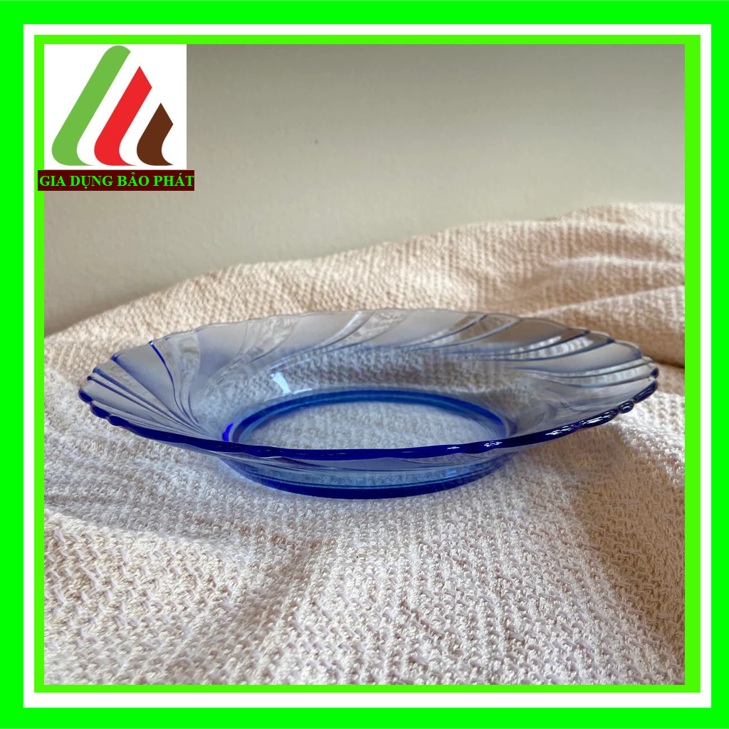 Bộ 2 dĩa thủy tinh chịu lực Duralex Beau Rigave cao cấp Pháp màu xanh marine 21.5cm